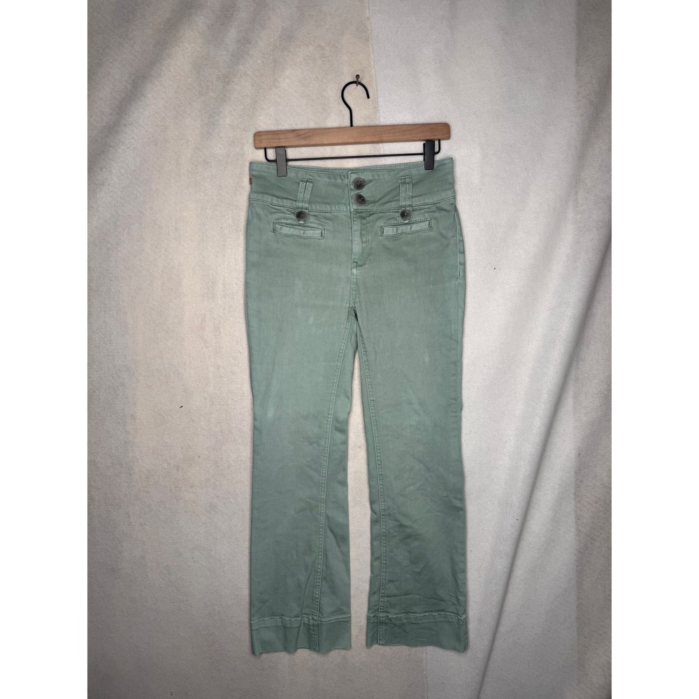 Pilcro and‎ the Letterpress Anthropologie High Rise Flare Pants Sage Green Sz 25